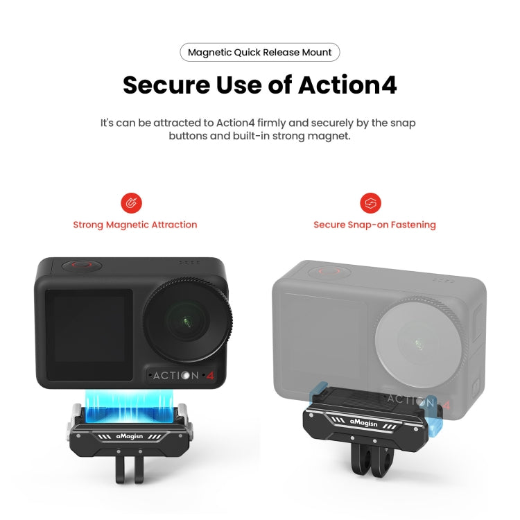 Para DJI Osmo Action 4/3 aMagisn Accesorios magnéticos de cámara de movimiento de desmontaje rápido, AA09