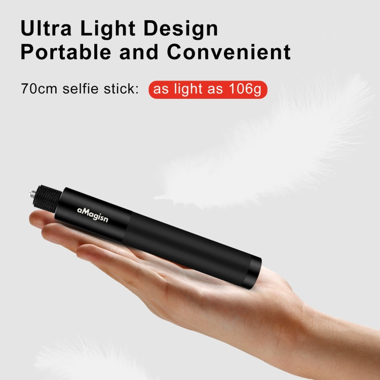 aMagisn 70cm Invisible Straight Pull Selfie Stick Accesorios para cámaras deportivas, Single Rod, Rod+1/4 Turn 3 Jaw+Screw, Rod+1/4 Turn 3 Jaw+Screw+Phone Clip