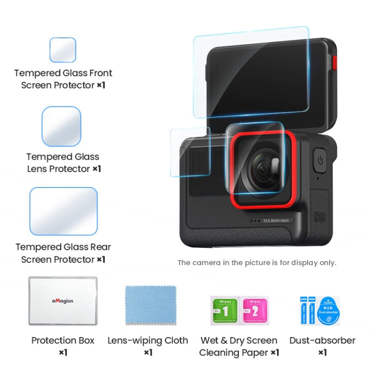 Para Insta360 ACE aMagisn película templada pegatinas protectoras accesorios para cámaras deportivas, 3 In 1, 6 In 1