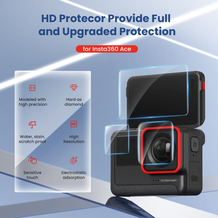 Para Insta360 ACE aMagisn película templada pegatinas protectoras accesorios para cámaras deportivas, 3 In 1, 6 In 1