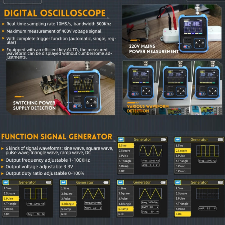 FNIRSI 3 en 1 Probador de transistores LCR de osciloscopio digital portátil, DSO-TC3 Standard, DSO-TC3 Upgrade