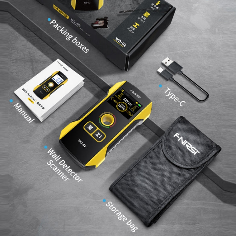 Detector multifuncional de barras de refuerzo metálicas y cables de pared FNIRSI, WD-02