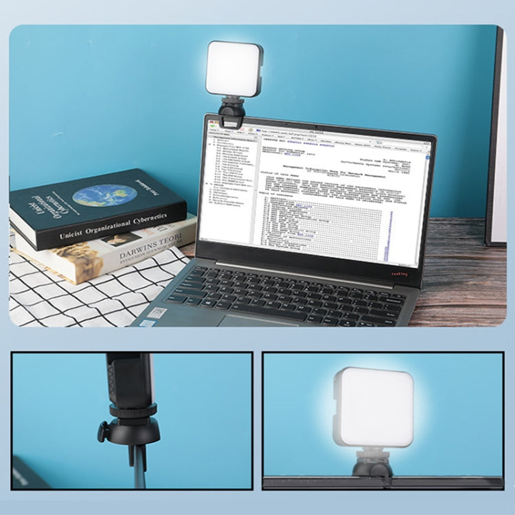 W64 64LEDs Videoconferencia Portátil Móvil Luz de Relleno en Vivo Fotografía Lámpara de Bolsillo, Clip Set, Clip+Tripod Set