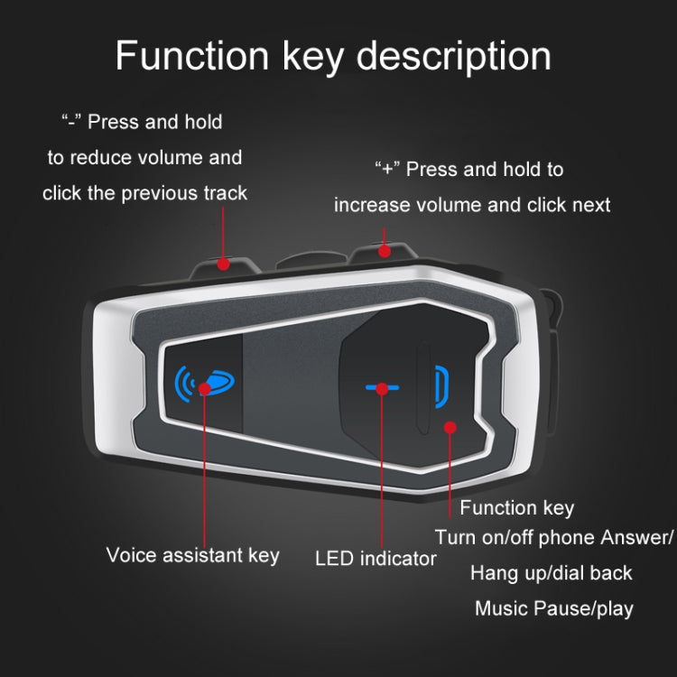 Casco de motocicleta Bluetooth 5.0 Auriculares estéreo de música para ciclismo, V10