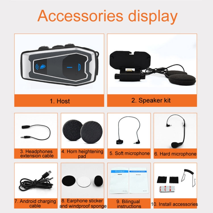 Casco de motocicleta Bluetooth 5.0 Auriculares estéreo de música para ciclismo, V10