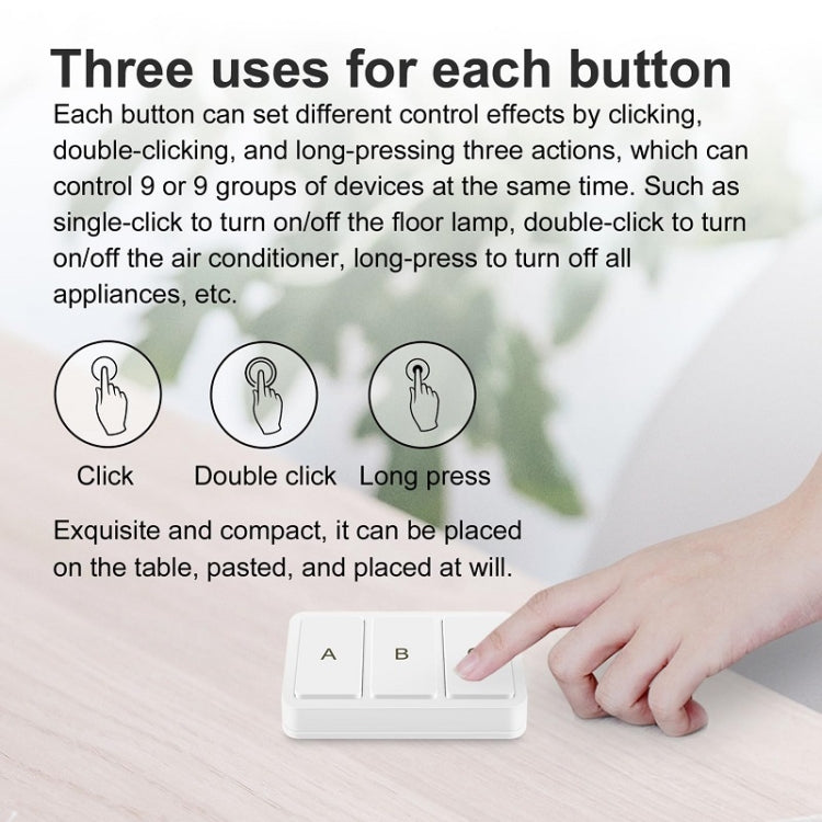 Interruptor inteligente inalámbrico situacional Zigbee Tuya Smart de 3 teclas, YSB33