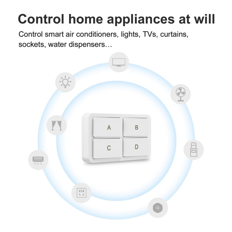 Interruptor inteligente de control remoto situacional de 4 teclas Zigbee Tuya, YSB34