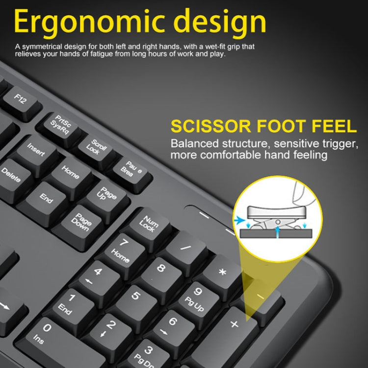 T-WOLF TF-100 2.4G Bluetooth Laptop Office Juego de teclado y mouse inalámbricos, TF-100(Black)