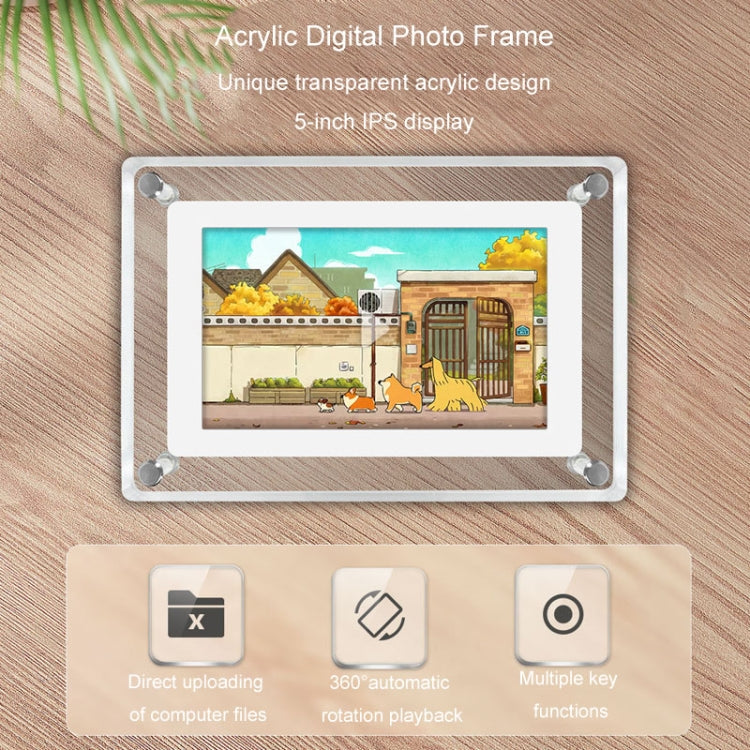 Reproductor de publicidad de cristal con marco de fotos Digital HD de 5 pulgadas, reproductor de pantalla de vídeo en movimiento 1080P, 5 Inch (US Plug), 5 Inch (EU Plug), 5 Inch (UK Plug)
