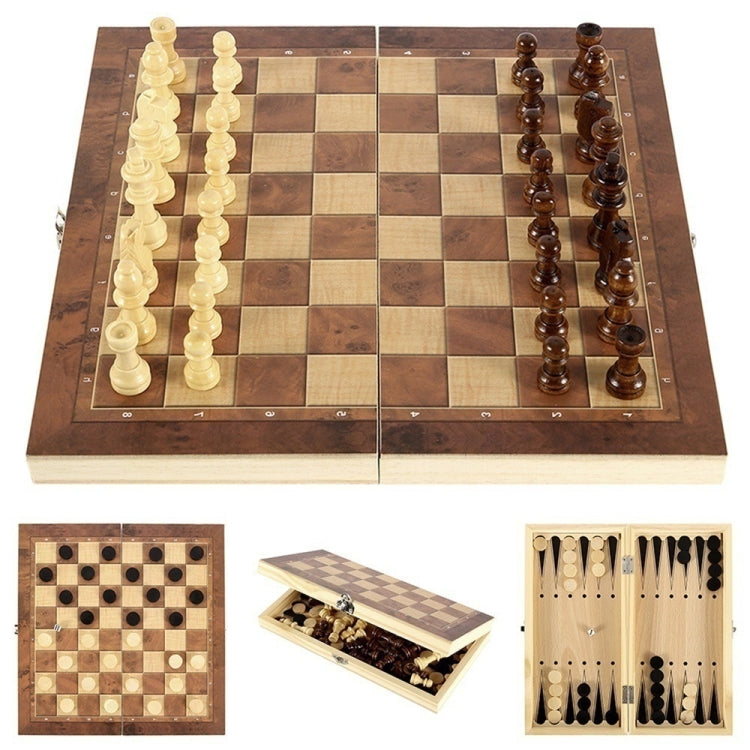 3 en 1 tablero de ajedrez plegable del juego de ajedrez de madera para los adultos de los niños, 24 x 24cm, 34 x 34cm, 39 x 39cm, 44 x 44cm