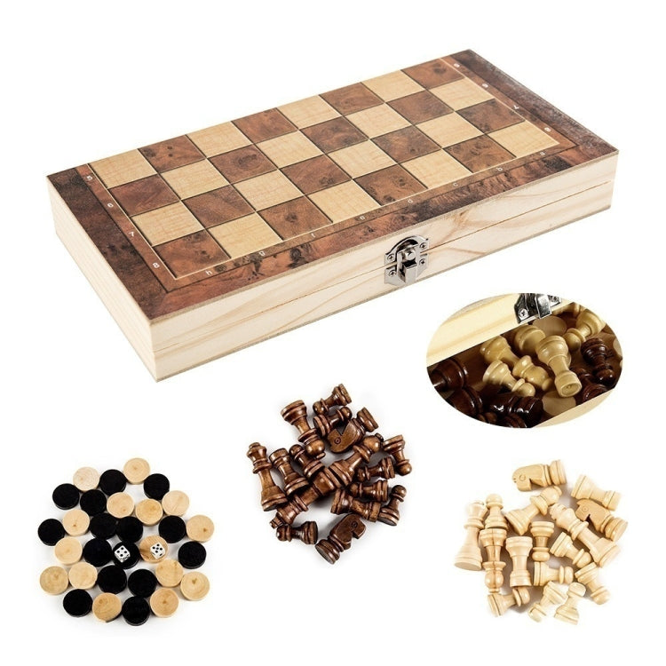 3 en 1 tablero de ajedrez plegable del juego de ajedrez de madera para los adultos de los niños, 24 x 24cm, 34 x 34cm, 39 x 39cm, 44 x 44cm