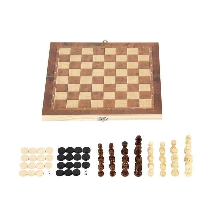 3 en 1 tablero de ajedrez plegable del juego de ajedrez de madera para los adultos de los niños, 24 x 24cm, 34 x 34cm, 39 x 39cm, 44 x 44cm