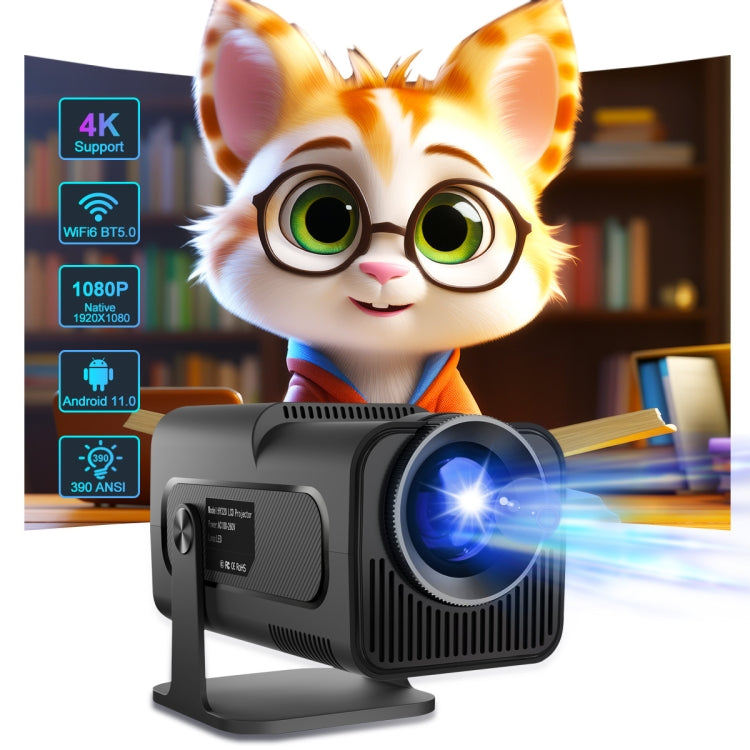 Proyector HY320 1080P 390ANSI 4K Android 11 con Wifi 6 Bluetooth 5.0 Compatible con Miracast / Airplay / DLNA, US Plug, EU Plug, UK Plug, AU Plug
