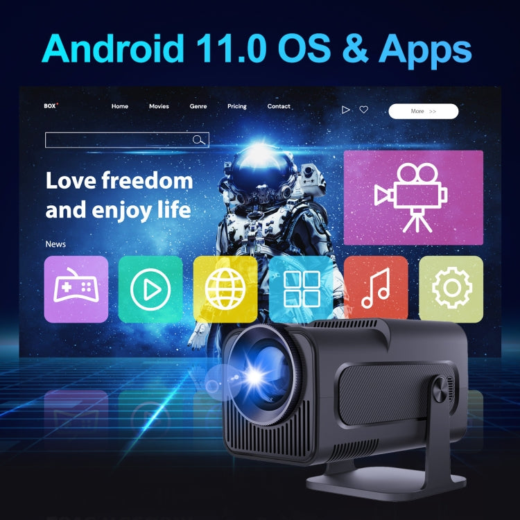 Proyector HY320 1080P 390ANSI 4K Android 11 con Wifi 6 Bluetooth 5.0 Compatible con Miracast / Airplay / DLNA, US Plug, EU Plug, UK Plug, AU Plug