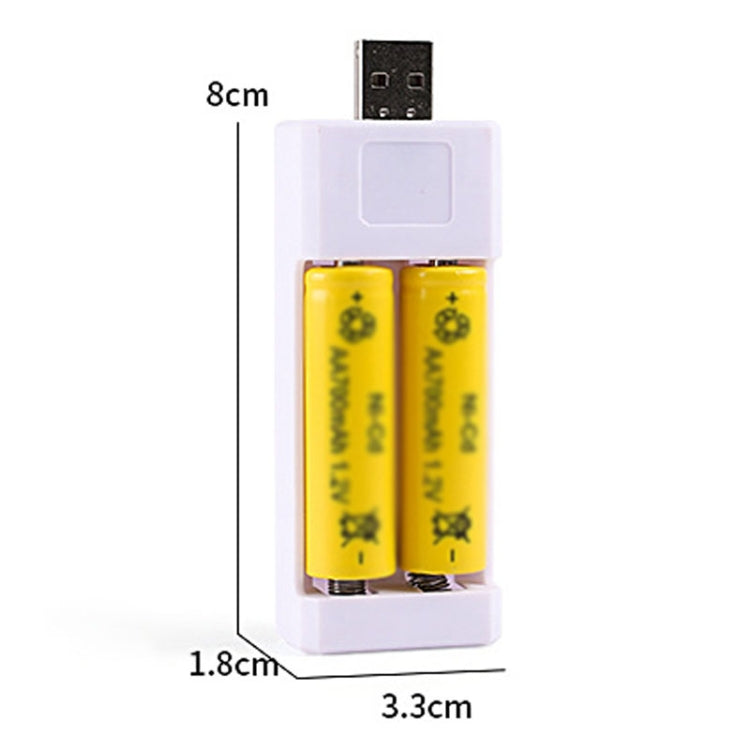 Cargador de batería recargable USB AA / AAA con 2 ranuras insertadas directamente, USB 2 Slots