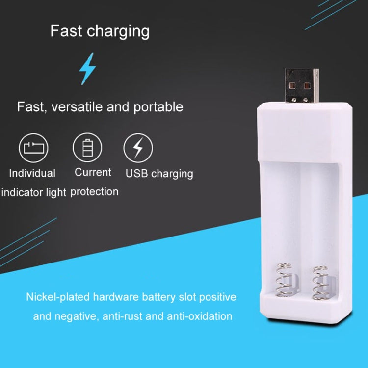 Cargador de batería recargable USB AA / AAA con 2 ranuras insertadas directamente, USB 2 Slots