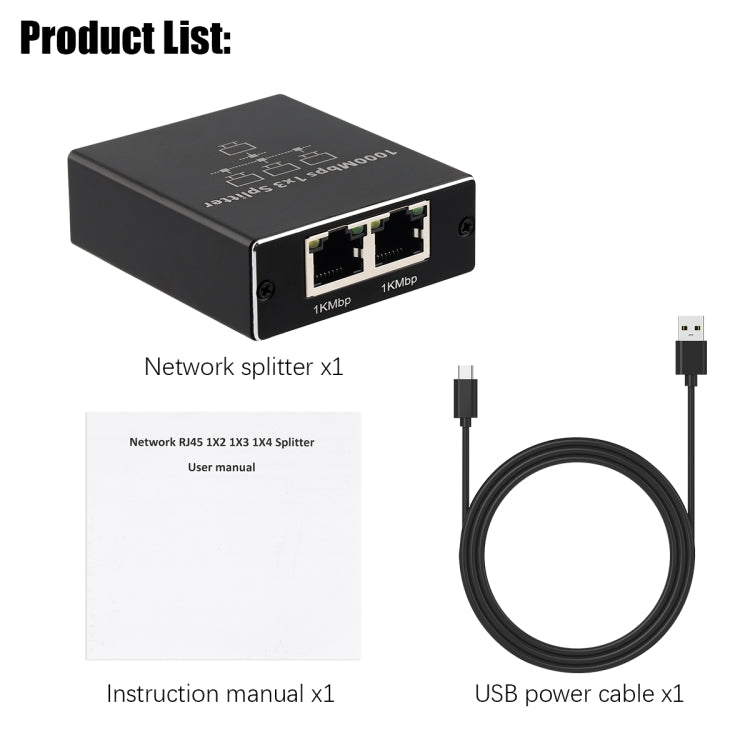 Divisor de red Gigabit Compartidor de red Divisor de cable de red RJ45, 1 To 3, 1 To 4