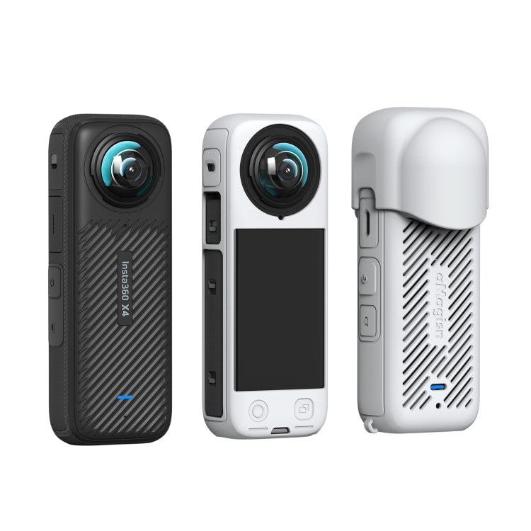 Para Insta360 X4 AMagisn Funda protectora de silicona, Body Case + Lens Cover Black, Body Case + Lens Cover Gray, Body Case Black, Body Case Gray, Lens Cover Black, Lens Cover Gray