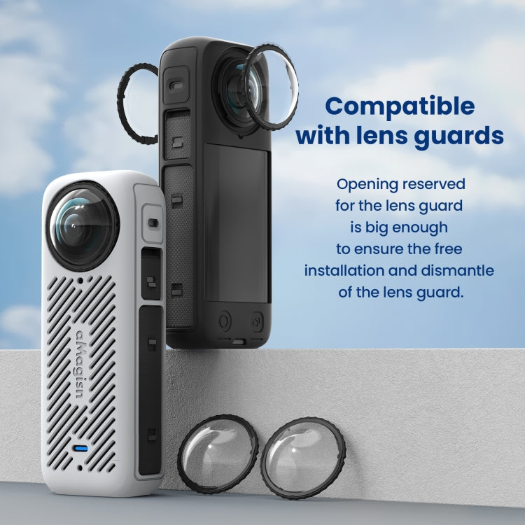 Para Insta360 X4 AMagisn Funda protectora de silicona, Body Case + Lens Cover Black, Body Case + Lens Cover Gray, Body Case Black, Body Case Gray, Lens Cover Black, Lens Cover Gray