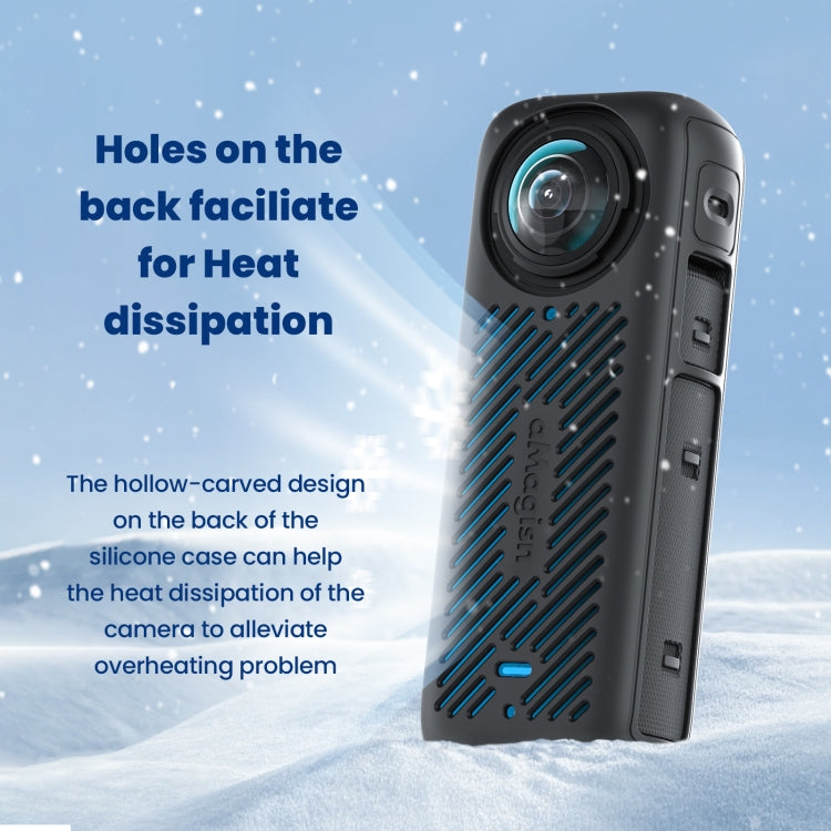 Para Insta360 X4 AMagisn Funda protectora de silicona, Body Case + Lens Cover Black, Body Case + Lens Cover Gray, Body Case Black, Body Case Gray, Lens Cover Black, Lens Cover Gray