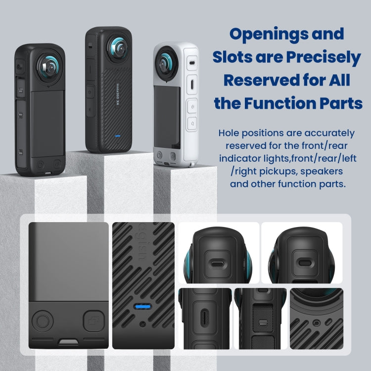 Para Insta360 X4 AMagisn Funda protectora de silicona, Body Case + Lens Cover Black, Body Case + Lens Cover Gray, Body Case Black, Body Case Gray, Lens Cover Black, Lens Cover Gray