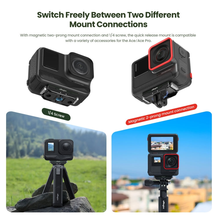 AMagisn Metal magnético de liberación rápida + cubierta superior, para Insta360 Ace / Ace Pro / X3 / X2 / GoPro HERO12 negro, Metal+Top Cover