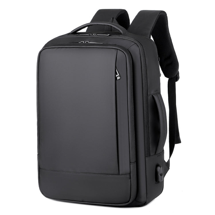 Mochila para computadora portátil impermeable y expandible para negocios con puerto USB