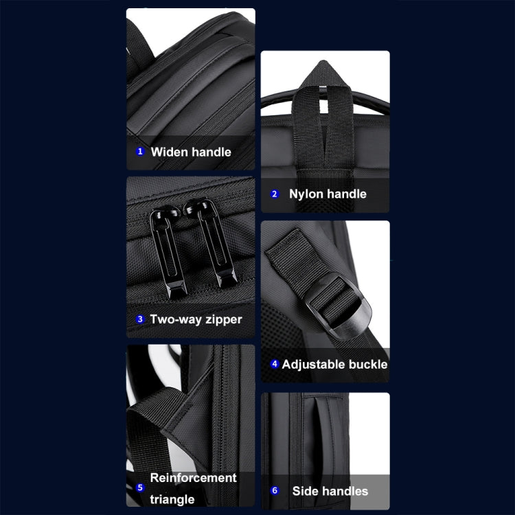 Mochila para computadora portátil impermeable y expandible para negocios con puerto USB
