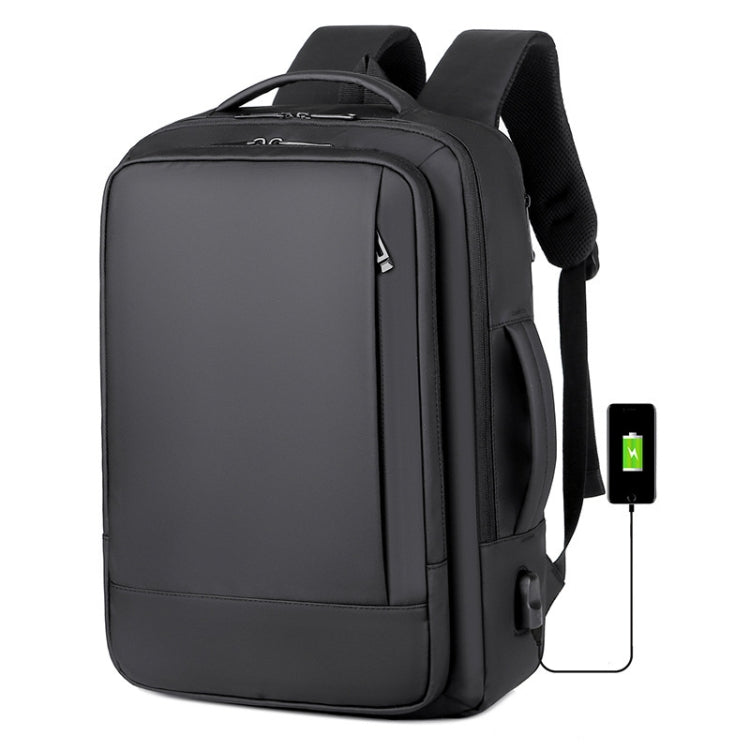 Mochila para computadora portátil impermeable y expandible para negocios con puerto USB