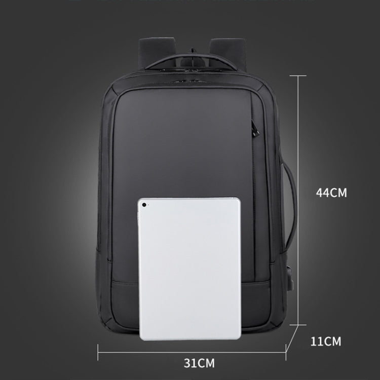 Mochila para computadora portátil impermeable y expandible para negocios con puerto USB