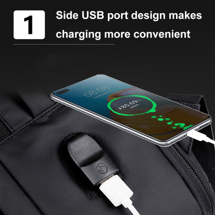 Mochila para computadora portátil impermeable y expandible para negocios con puerto USB