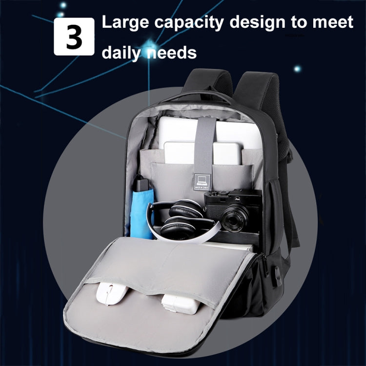 Mochila para computadora portátil impermeable y expandible para negocios con puerto USB