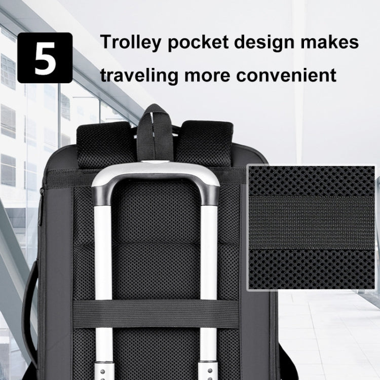 Mochila para computadora portátil impermeable y expandible para negocios con puerto USB