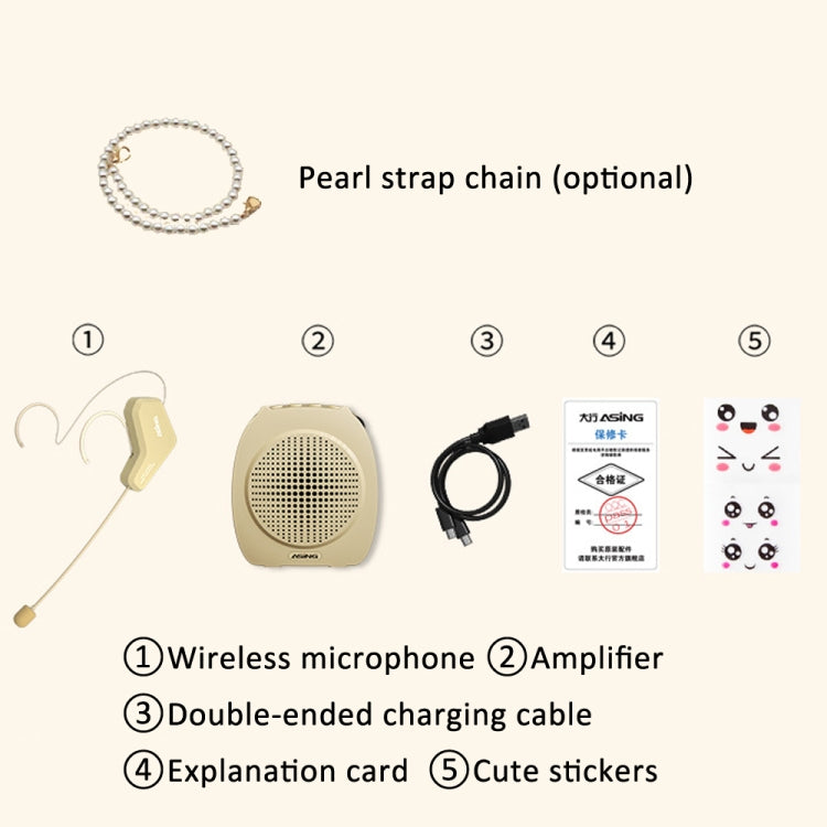 Amplificador de voz inalámbrico ASiNG S16 2,4G con micrófono para profesores guías turísticos, Without Strap Chain, With Strap Chain