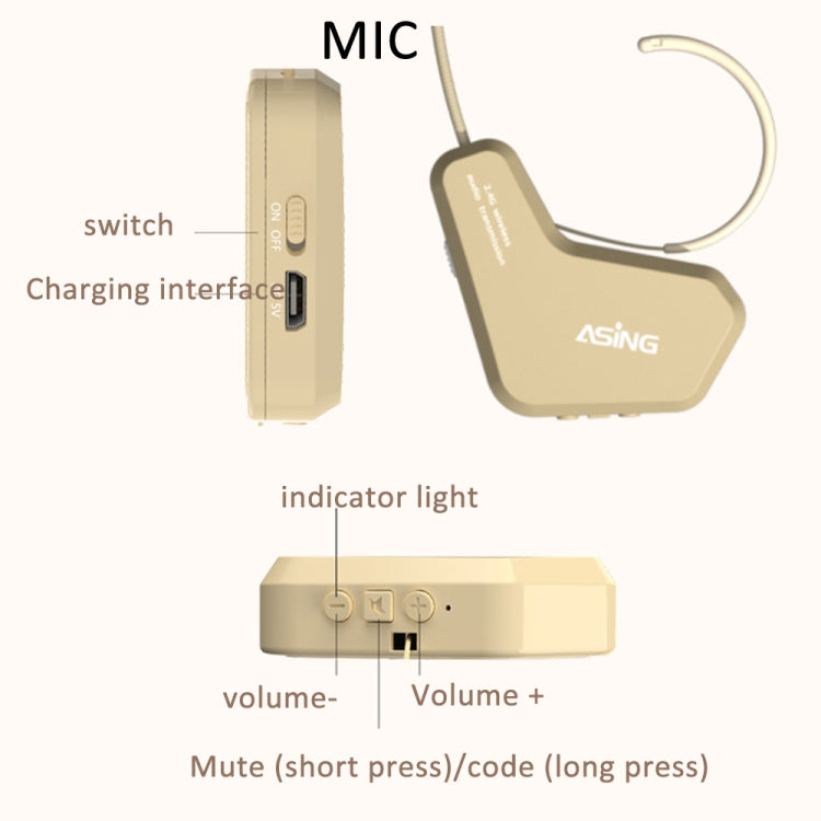 Amplificador de voz inalámbrico ASiNG S16 2,4G con micrófono para profesores guías turísticos, Without Strap Chain, With Strap Chain