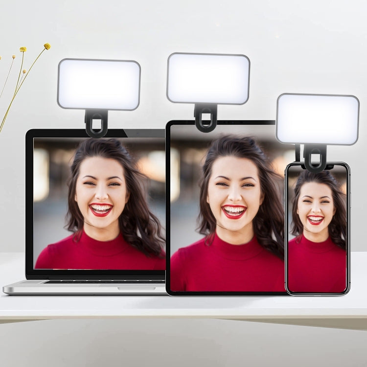 Clip recargable de la temperatura de 3 colores de la luz del relleno de Selfie para el teléfono, computadora portátil, reunión de la tableta, 24 LEDs