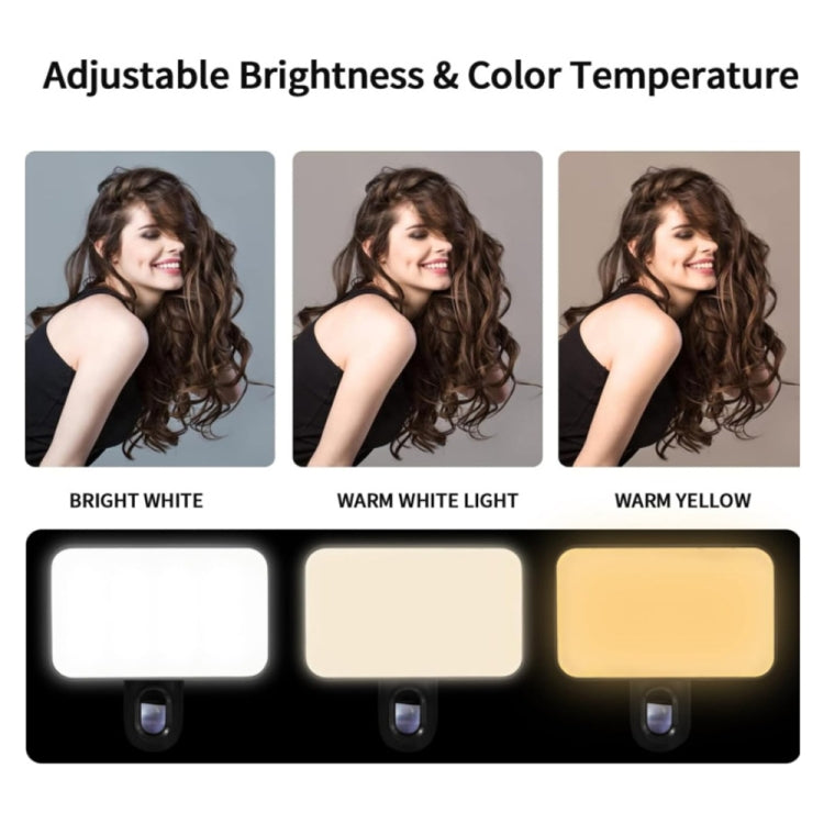 Clip recargable de la temperatura de 3 colores de la luz del relleno de Selfie para el teléfono, computadora portátil, reunión de la tableta, 24 LEDs