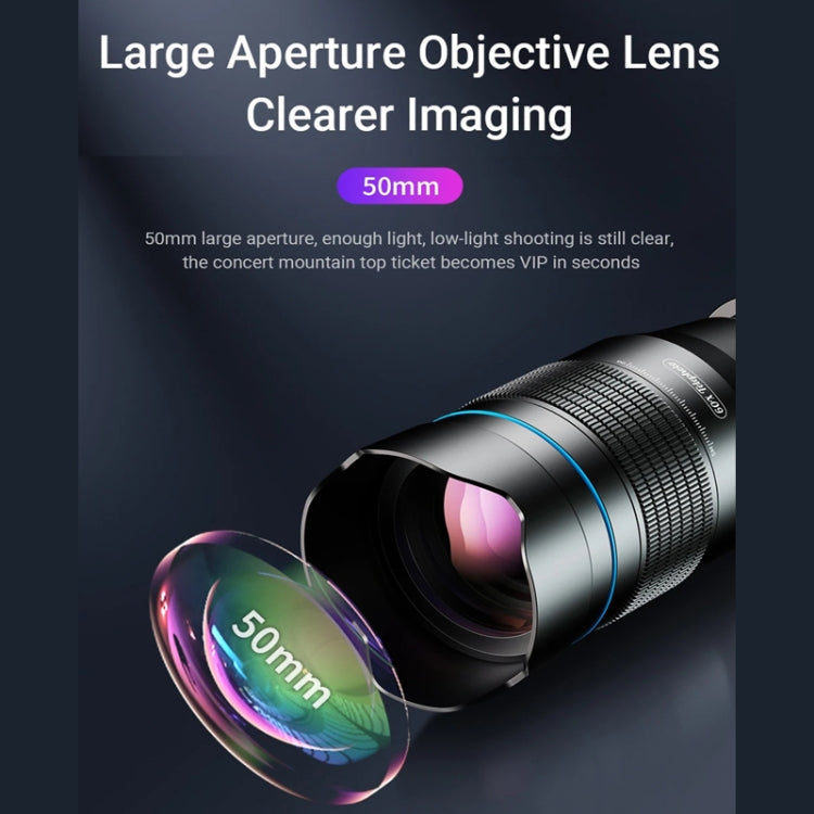 Lente de telescopio para teléfono inteligente APEXEL 60X con juego de trípode extensible, 60X