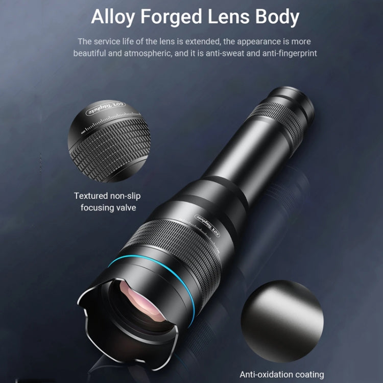 Lente de telescopio para teléfono inteligente APEXEL 60X con juego de trípode extensible, 60X