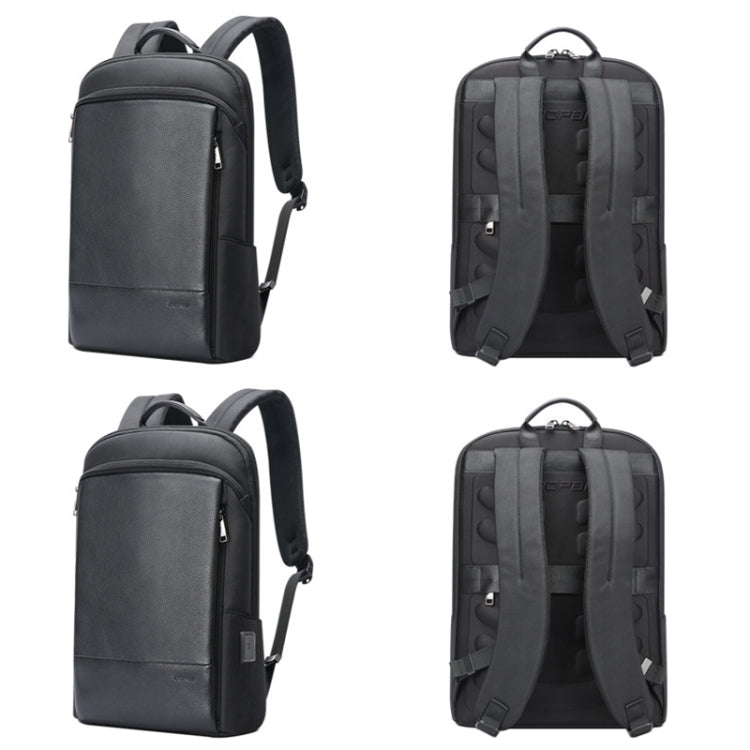 Bopai Mochila para portátil ligera y resistente al agua para viajeros de negocios de piel de vaca de primera capa, 61-122731, 61-122721