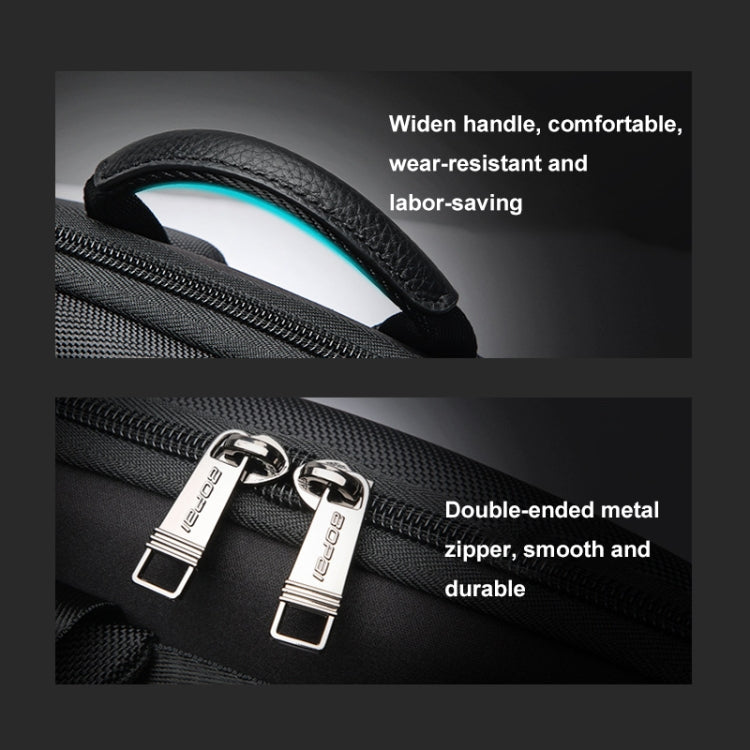 Bopai Mochila para portátil ligera y resistente al agua para viajeros de negocios de piel de vaca de primera capa, 61-122731, 61-122721