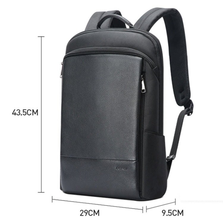 Bopai Mochila para portátil ligera y resistente al agua para viajeros de negocios de piel de vaca de primera capa, 61-122731, 61-122721