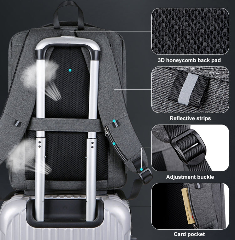Mochila antirrobo para ordenador portátil con bloqueo de contraseña de gran capacidad con puerto USB, 16 inch