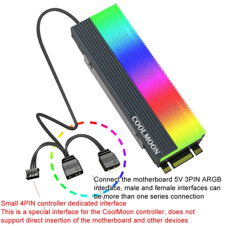COOLMOON CM-M2A M.2 2280 Enfriador de unidad de estado sólido 5V ARGB Disipador térmico de disco duro, CM-M2A