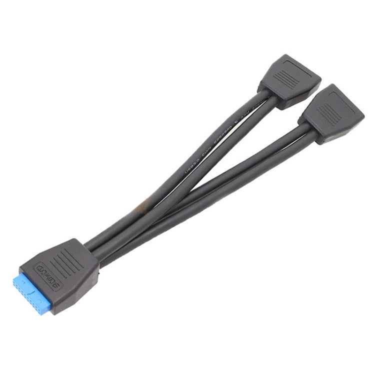 Placa base de computadora 19 Pin USB3.0 Cable de extensión uno a dos, 21cm 19Pin