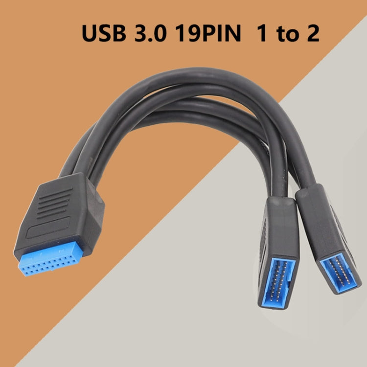 Placa base de computadora 19 Pin USB3.0 Cable de extensión uno a dos, 21cm 19Pin