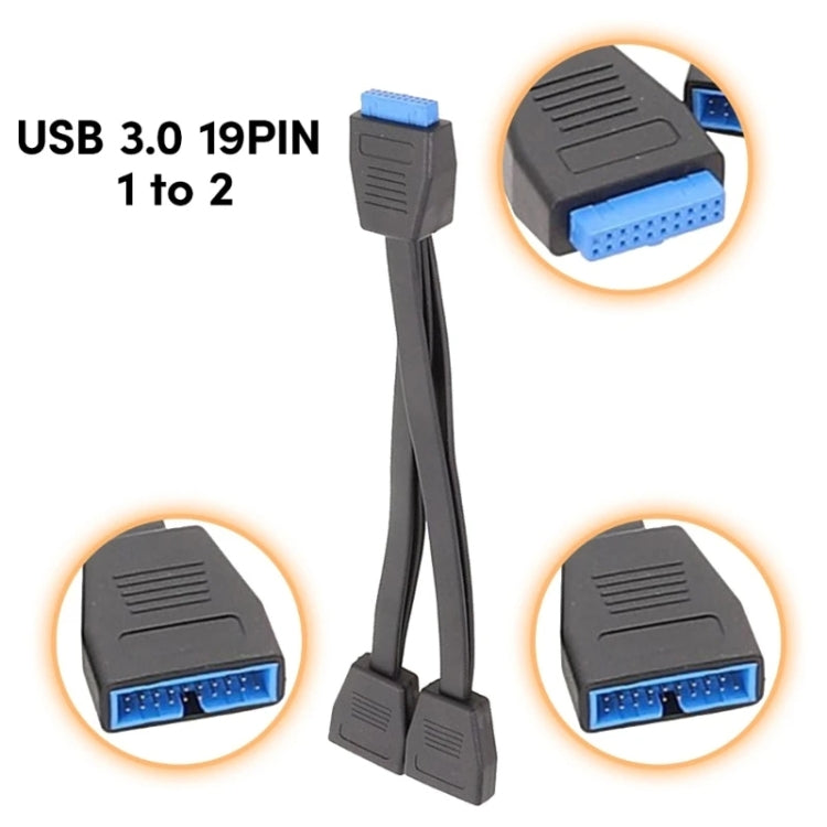 Placa base de computadora 19 Pin USB3.0 Cable de extensión uno a dos, 21cm 19Pin