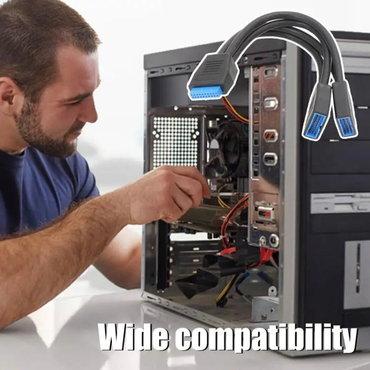 Placa base de computadora 19 Pin USB3.0 Cable de extensión uno a dos, 21cm 19Pin