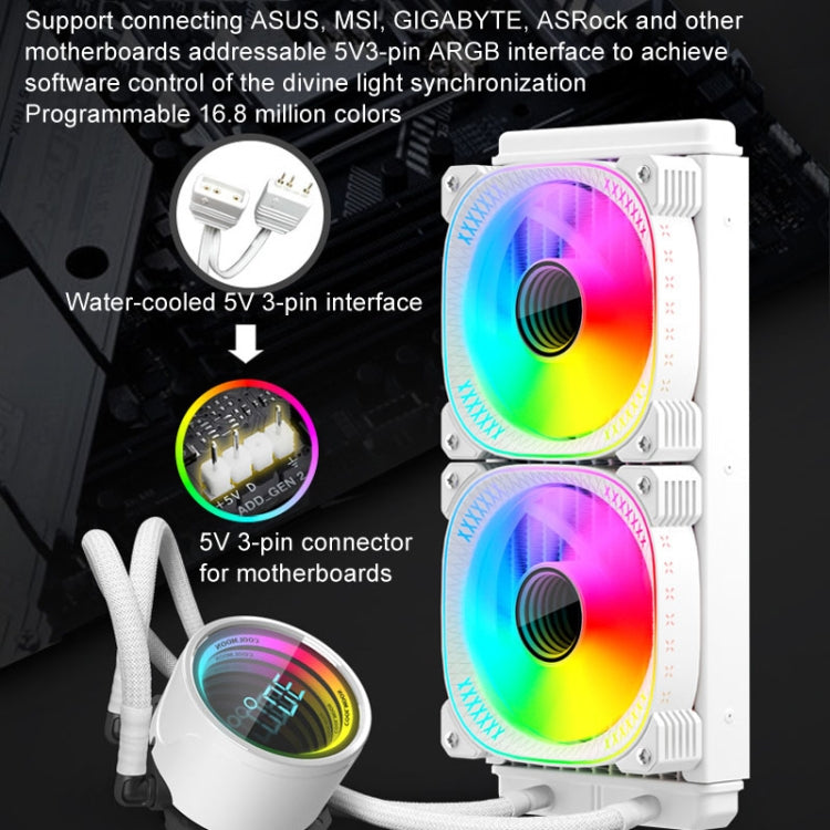 COOLMOON CM-YM-240T Edición de lente ARGB digital Refrigeración por agua integrada Enfriador de CPU Pantalla de temperatura Ventilador de CPU, CM-YM-240T
