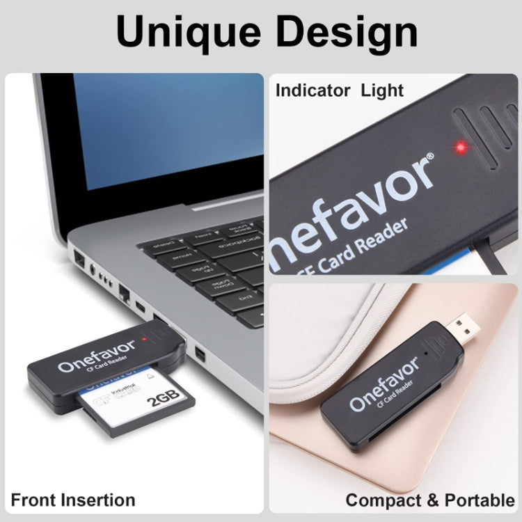 Lector de tarjetas CF de lectura y escritura de alta velocidad Onefavor USB2.0, CF Card Reader
